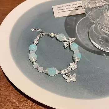 Браслеты с подвесками в виде бабочек в китайском стиле, стеклянные бусины, браслет для девочек, легкие роскошные универсальные украшения для запястья