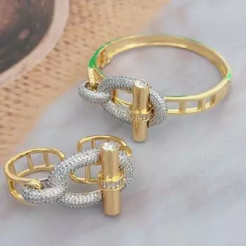 Браслеты с пряжкой OT без потемнения, женские ювелирные изделия, модные кольца с кубическим цирконием для вечеринки Ring