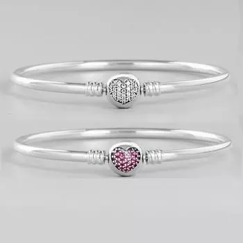 Браслеты с сердечками из стерлингового серебра 925 пробы, подходят оригинальные очаровательные бусины, ювелирные изделия своими руками для женщин, подарок на день рождения 16CM