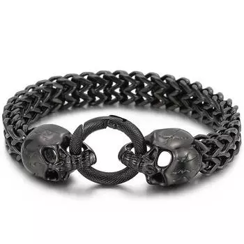 Браслеты в стиле стимпанк-рок с черепом для мужчин из нержавеющей стали, байкерские украшения в виде скелета, мужской браслет, массивный подарок на день рождения для мальчиков 24cm
