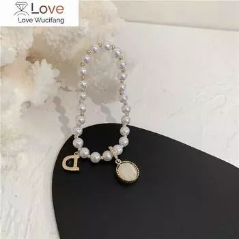 Браслеты Звезда Браслет Женщины Позолоченный Простой Ретро Темперамент Выделение Жемчужина Сетка Красные Украшения Для Рук