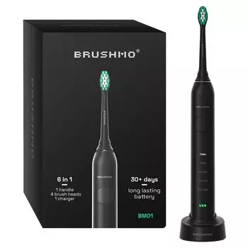 Brasmo электрическая зубная щетка BM01 черная звуковая электрическая зубная щетка звуковая зубная щетка USB перезаряжаемая водонепроницаемая Type-C (IPX7) чёрный