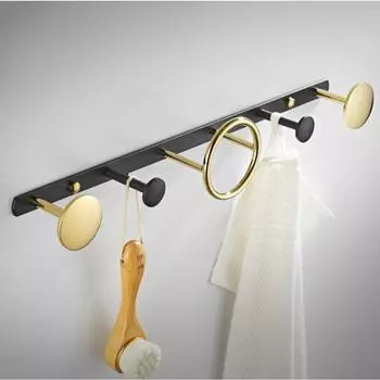 Brass Black and Gold Coat Hook Toilet Wall Mount Coat Rack Row Hook Door Hook Bathroom Accessories