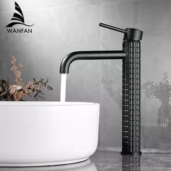 Brass black bathroom basin faucet diamond single handle design high-end hotel cold and hot dual control basin high & low faucet