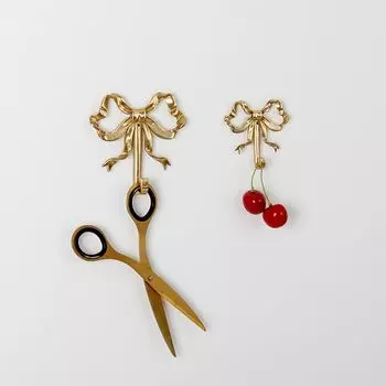 Brass Bow Shape Wall Hook Gold Wardrobe Hanger Modern Bow-Knot Hook Necklaces S