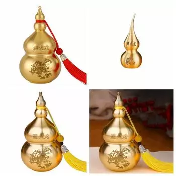Brass Copper Gourd Handicraft Fire-avoiding Dragon Gourd Creative Table 8.8cm-2