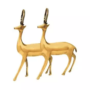 Brass Deer Statue | Height-22 cm Aprrox. | Vastu Idol for Home and Office | Zonal Placement-West/WNW | Pack of 2 | золотистый