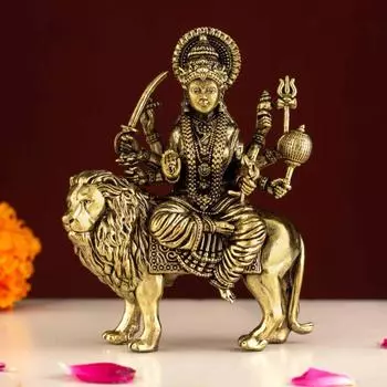 Brass Goddess Durga Maa Statue | 4 Maa Durga Idol Figurine Perfect for Worship and Blessings Gifting Purpose Sculpture