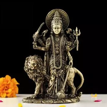 Brass Goddess Durga Maa Statue | 5 Maa Durga Idol Figurine Perfect for Worship and Blessings Gifting Purpose Sculpture