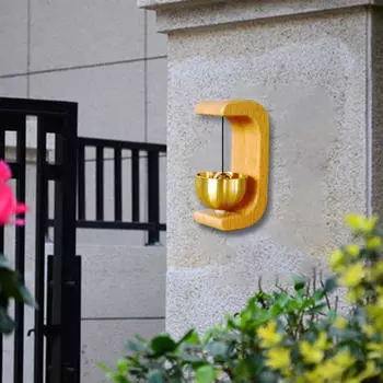 Brass Hanging Bell for Shopkeeper, Door Opening, Multifunctional Decoration, 3.5x2.5x7.5cm, Handmade жёлтый