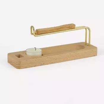 Brass Incense Burner Holder Wooden Tray Incense Holder Aromatherapy Base Sage Smudge Sticks Style 1