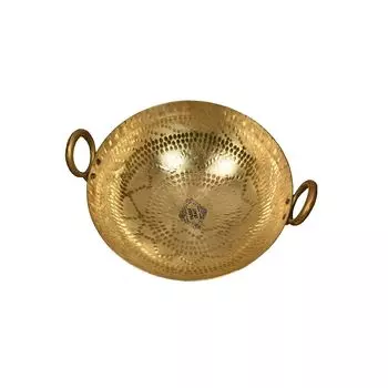 Brass Kadhai (3 L, Golden, 12 x 24 x 8 Centimeters)