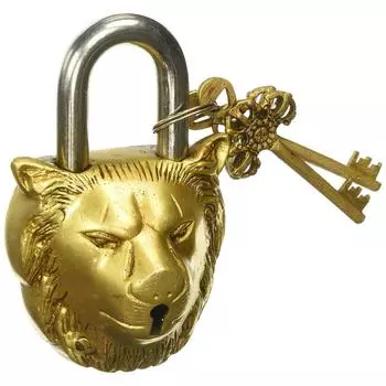 Brass Padlock Lion King : Antique Design Door Lock