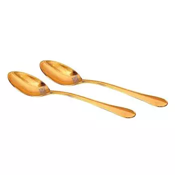 Brass Plain Spoon, Tableware Serveware Home Hotel Restaurant, 2 Pieces Silver