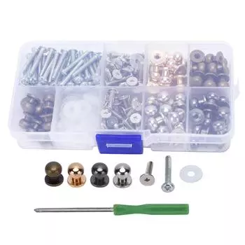 Brass Plating Round Head Button Stud Leather Screw Rivet Drawer Pull for DIY Craft