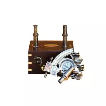 Brass Sextant Compass Wooden Box Vintage Solid Antique Nautical Sailing Maritime