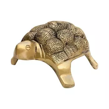 Brass Turtle Statue | Length - 13 cm Aprrox. Vastu Idol for Home and Office | Zonal Placement - West/North/Centre | Turtle for Good Luck