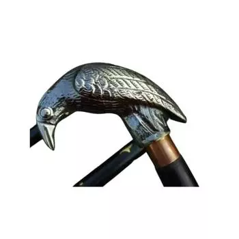 Brass Vintage Walking Stick Raven Handle Nautical Victorian Brass Wooden Cane