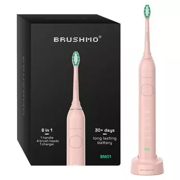 Brassimo электрическая зубная щетка BM01 розовая звуковая электрическая зубная щетка звуковая зубная щетка USB перезаряжаемая водонепроницаемая Type-C (IPX7) чёрный