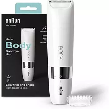 Braun Body Mini Trimmer BS1000 Триммер для влажного и сухого тела и щетка для очистки