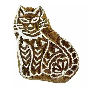 Браун Декоративные Блоки Деревянные Текстильные Штампы Индийский Кот Блок Печати 1.5 x 1.3 Inches