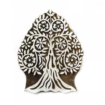 Браун Деревянный Блок Штамп Дерево Дизайн Текстильной Ткани Печать Одежды Искусство 4.7 x 3.7 x 0.9 Inches