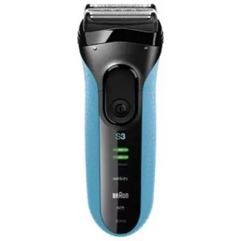 Braun Мужская электробритва S 3 3040S с 3 лезвиями, с функцией мытья водой, синяя