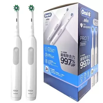 BRAUN Oral B PRO1 1000E Набор из 2 3D круговых вращающихся насадок Мощность удаления зубного налета UP 99,7%