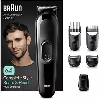 Braun Series 3 MGK3410 Универсальный набор для укладки волос, мужской набор для ухода за волосами 6-в-1