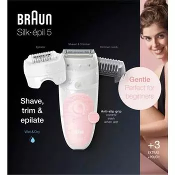 Braun Silk-pil 5-5620 SensoSmart Wireless Wet & Dry Use Эпилятор 3-в-1 с 5 насадками для женщин