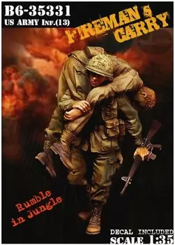Bravo 6 Vietnam War US Army Infantry 13 Carry Wounded Soldier Transport Resin Kit 1/35 Fireman s B6-35331