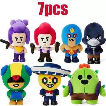 Brawl Plush Spike Shelly Clot Leon Poco Stars Мягкие игрушки Подушки Куклы Игровые персонажи Для детей Подарки на день рождения 20cm-28cm