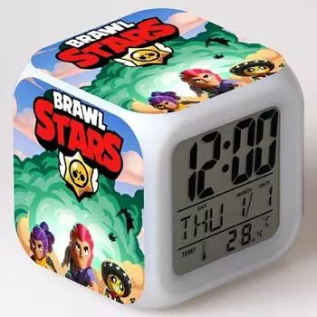 Brawl Stars Креативный будильник светодиодный квадратный цветной будильник креативный студенческий цифровой электронный часы Four-sided alarm clock