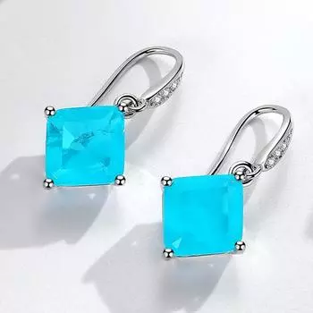 Бразильские серьги-подвески с турмалином Параиба и изумрудными камнями для женщин, серебряные серьги-крючки вечерние, ретро-ювелирные изделия 5cm