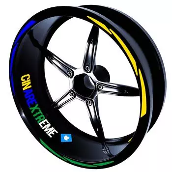 Бразильский дизайн, зелено-желтая бразильская наклейка на обод колеса CinarExtreme