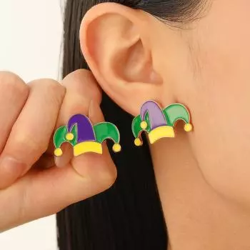 Бразильский карнавальный трехцветный клоунский колпак корона серьги капающие масляные серьги для женщин 1 pair