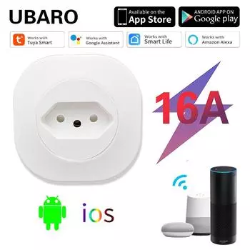 Бразильское приложение Tuya Wi-Fi Smart Socket Голосовое управление Поддержка Google Home Alexa Plug Timing Power Monitor Розетка Бытовая техника 100-240V&us-Wall Socket