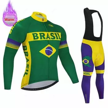 Бразилия Зимний теплый термофлисовый комплект велосипедная одежда мужская велосипедная майка спортивная езда горная велосипедная одежда Maillot Ciclismo Hombre XXS