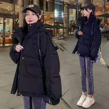 Bread jacket short 2025 new autumn and winter women s cotton jacket Korean version loose thickened jacket padded jacket women s padded jacket S