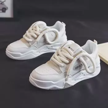 Bread Shoes Design Retro Low-Top Sneakers Women s Ins Fashion Autumn Thick Bottom Portable All-Match Sneakers 35 чёрный