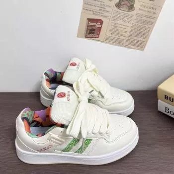 Bread shoes dopamine autumn new couple tide casual versatile breathable student board shoes flat 35