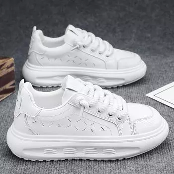 Bread Shoes Men Casual Sneaker Thick Bottom Trendy All-match High-elastic Young Fashion Comfortable Men s Sports Shoe New Style 39 бежевый