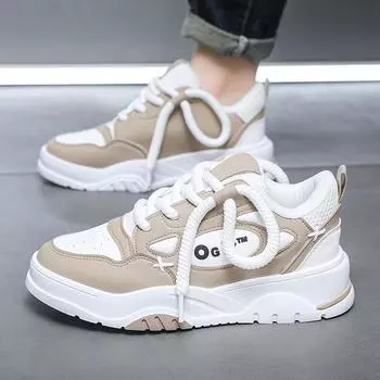 Bread shoes men s autumn 2025 new trend versatile casual board shoes niche design student platform white shoes 39 хаки