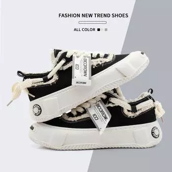 Bread shoes men s spring new ins trendy shoes men s beggar design canvas shoes platform heightening sports dad shoes 39 бежевый
