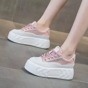 Туфли для хлеба с толстой подошвой и внутренней высотой, повседневные туфли-кексы, белые туфли 33 белый