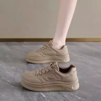 Bread shoes women s autumn 2024 new versatile low-top height increase small thick-soled thin board shoes casual women s shoes 35