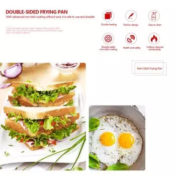 Breakfast Frying Pan Non-Stick Double-Sided Mold Pan Sandwich Bread Toast Baking Tool DoubleSided Frying Pan Frying Grill Pan