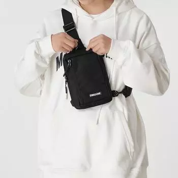 Нагрудная сумка женская мужская маленькая нагрудная сумка-мессенджер модная маленькая сумка дорожная легкая спортивная сумка для мобильного телефона чёрный