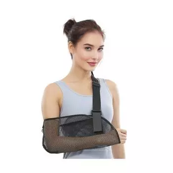 Breathable Arm Sling for Shoulder & Elbow Support Adjustable Forearm Immobilizers with Mesh Universal Left Right Strap L