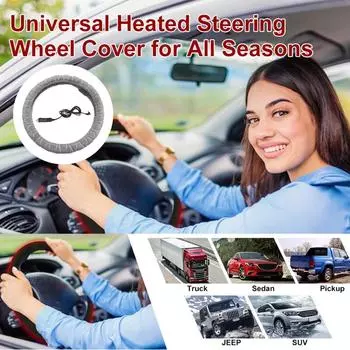 Breathable Car Steering Wheel Heated Cover Universal 12V Heating Soft Plush Smooth Touching Heating Cover for Auto Supplies United States